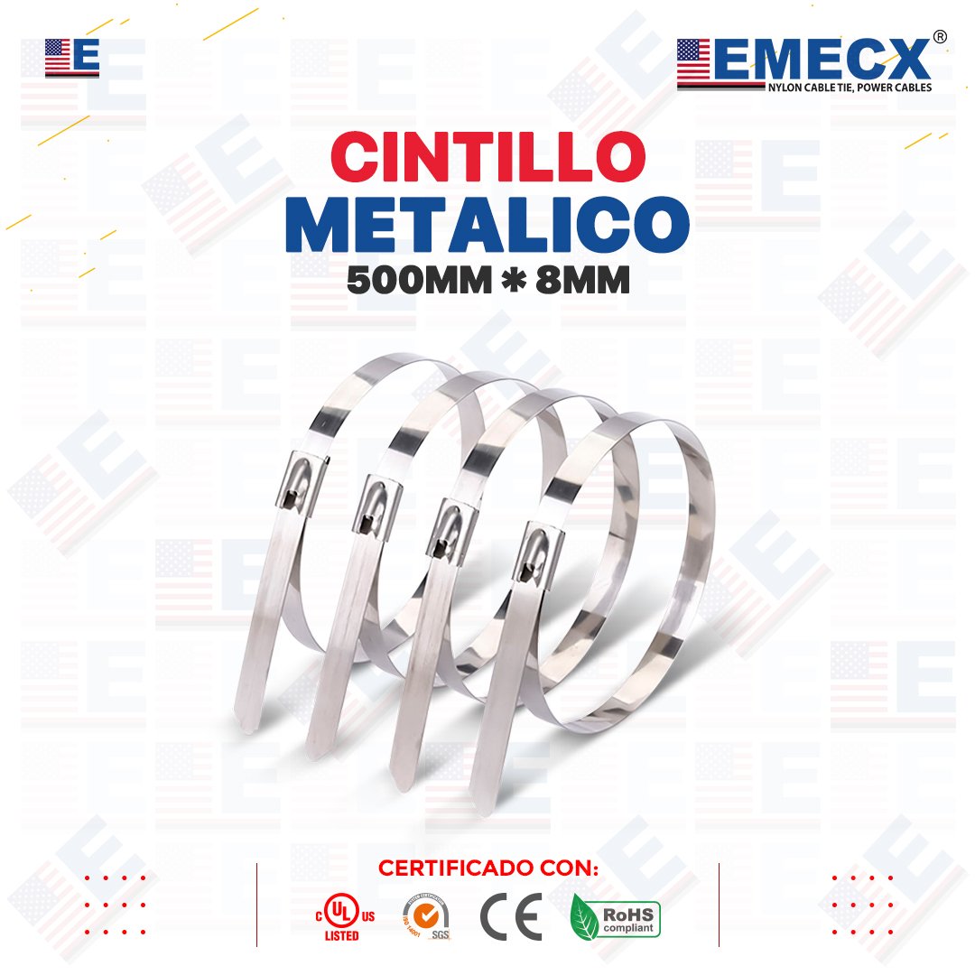 CINTILLO METALICO ACERO INOX 304ss 500mm*8mm EMECX