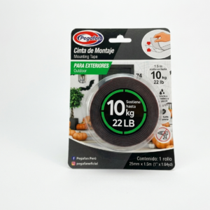 CINTA DOBLE CONTACTO PARA EXTERIORES 25 MM X 1.5 M PEGAFAN
